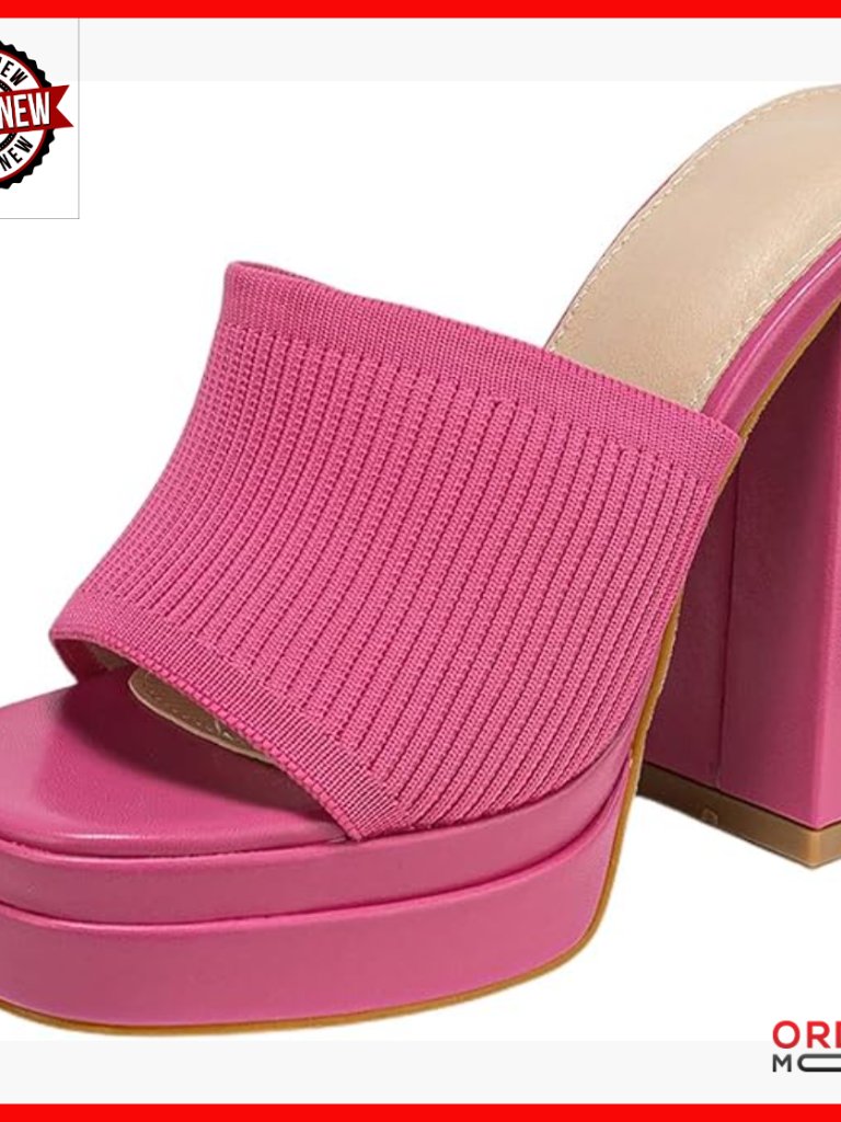 Stretch Knit Platform Heeled Sandals Slip-On Y2k Mules